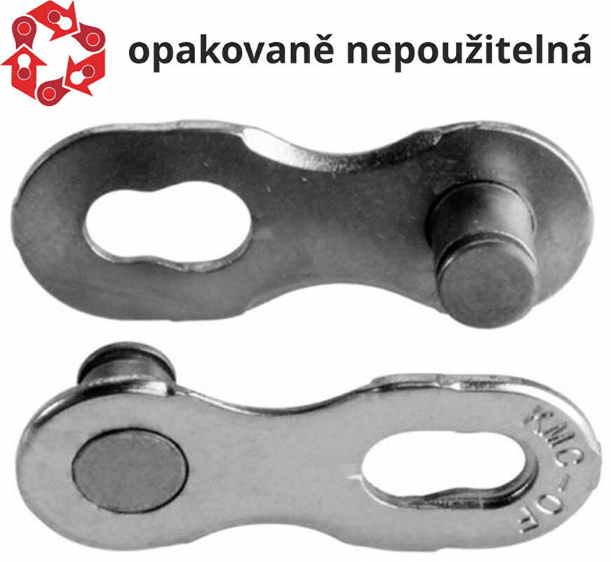 spojka řetězu KMC 12NR EPT-tm. stříbrná baleno po 5 ks, cena za balení