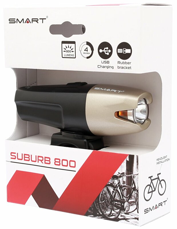 světlo přední SMART Suburb 800 USB, dobíjecí