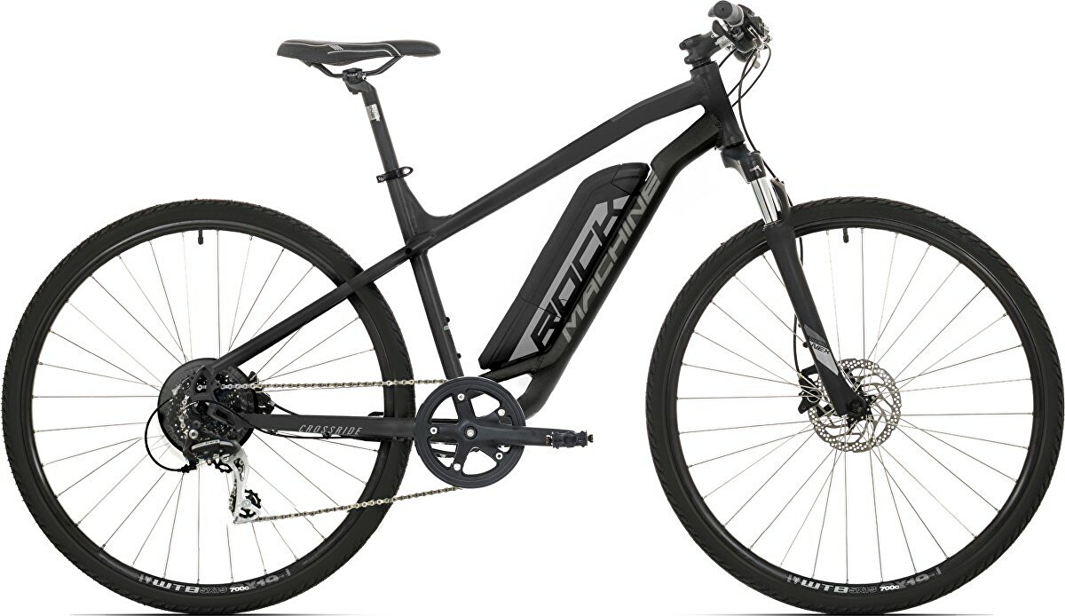elektrokolo Rock Machine CrossRide e350 mat black/silver/dark grey +bat. 418 Wh, 18" (M)