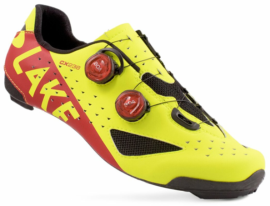 tretry LAKE CX238 Carbon fluo žlutá/červená vel.44,5