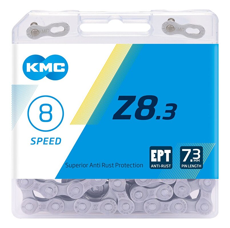 řetěz KMC Z8.3 EPT tm. stříbrný v krabičce 114 čl.