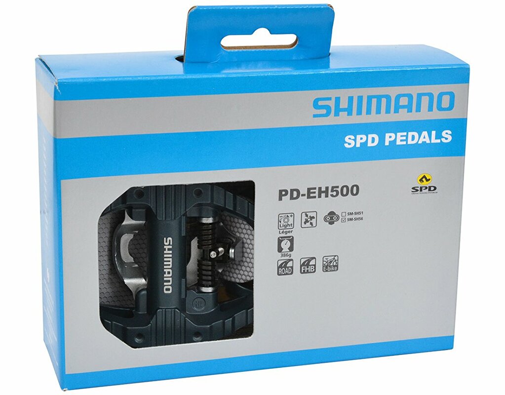 pedály SHIMANO SPD PD-EH500 s kufry SM-SH56, v krabičce