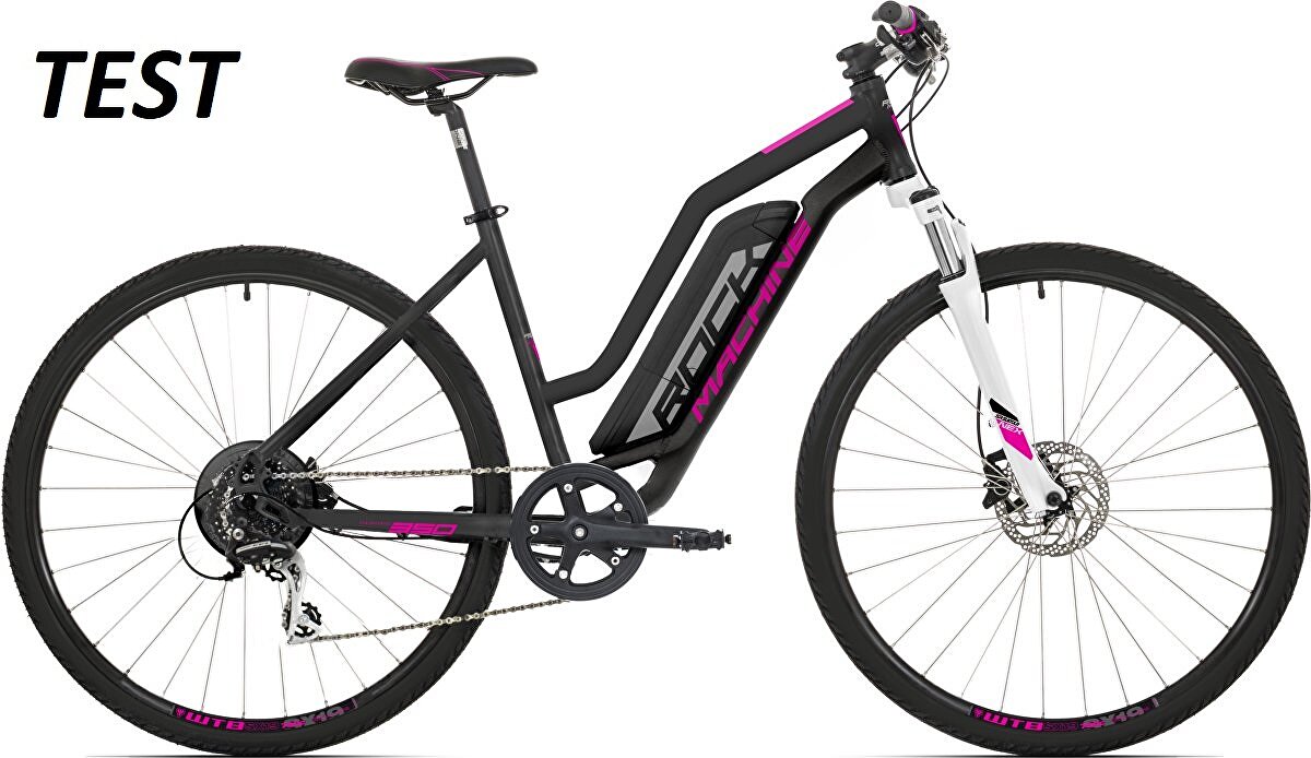 elektrokolo Rock Machine CrossRide e350 lady TEST 504 Wh+nab. mat black/silver/pink (L)