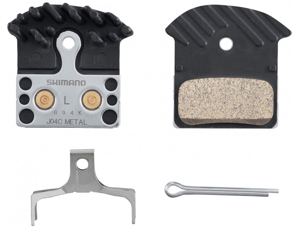 brzdové destičky SHIMANO J04C-MF metal, s chladiči, v krabičce