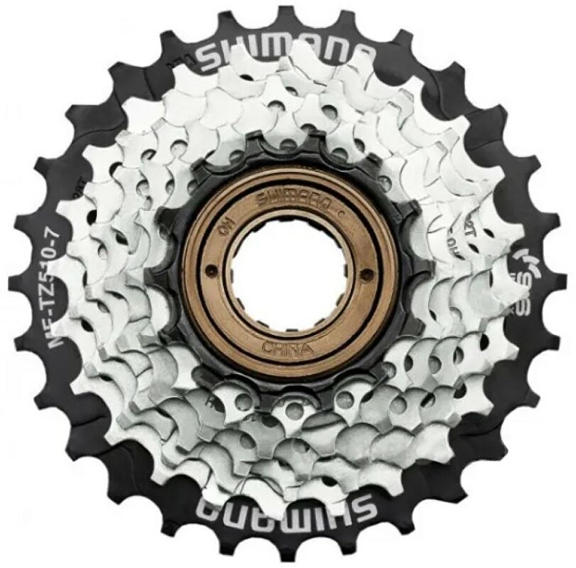 7-kolo SHIMANO MF-TZ510 14-28 zubů, hnědé/černé, v krabičce