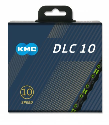 řetěz KMC DLC SL 10 zeleno/černý v krabičce 116 čl.