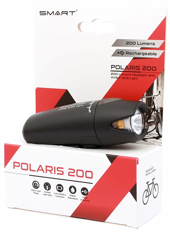 světlo přední SMART Polaris 200 USB dobíjecí