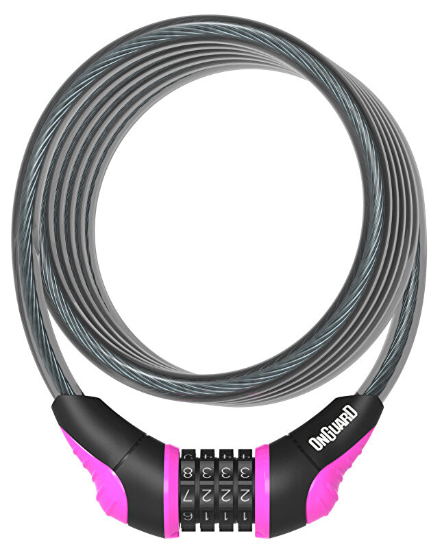 Zámek ONGUARD spirála 1800x10 mm kódový růžový
