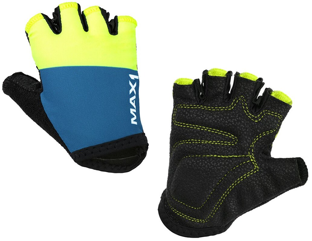 dětské krátkoprsté rukavice MAX1 3-4 roky modro/fluo žluté