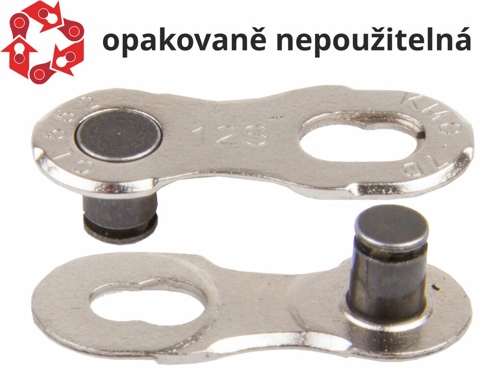 spojka řetězu KMC 12NR EPT tm. stříbrná 2 ks na blistru, cena za balení