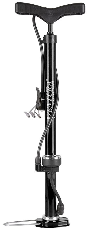hustilka  VENTURA nožní s manometrem černá