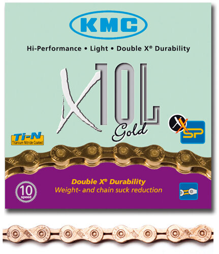 řetěz KMC X-10 Extra Light zlatý v krabičce 114 čl.